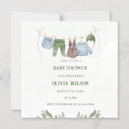 Pastellgrön Beige Baby Shower Inbjudan Magnetisk Inbjudningskort