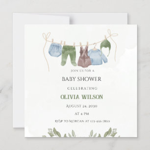 Pastellgrön Beige Baby Shower Inbjudan Magnetisk Inbjudningskort