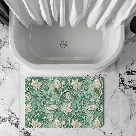Pastellgrön beige vintage botanisk mönster badrumsmatta
