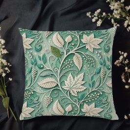 Pastellgrön beige vintage botanisk mönster kudde