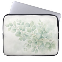 Pastellgrön botanisk akvarellblad laptop fodral