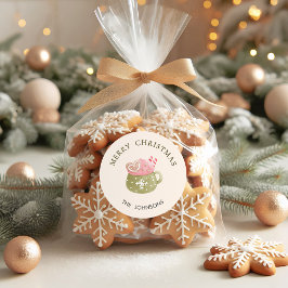 Pastellgrön kakmugg God Jul Runt Klistermärke