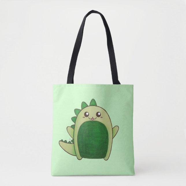 Pastellgrön Kawaii-Dinosaurie Tygkasse (Framsida)