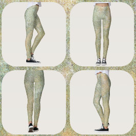 Pastellgrön krämbeige naturlig sandsten leggings