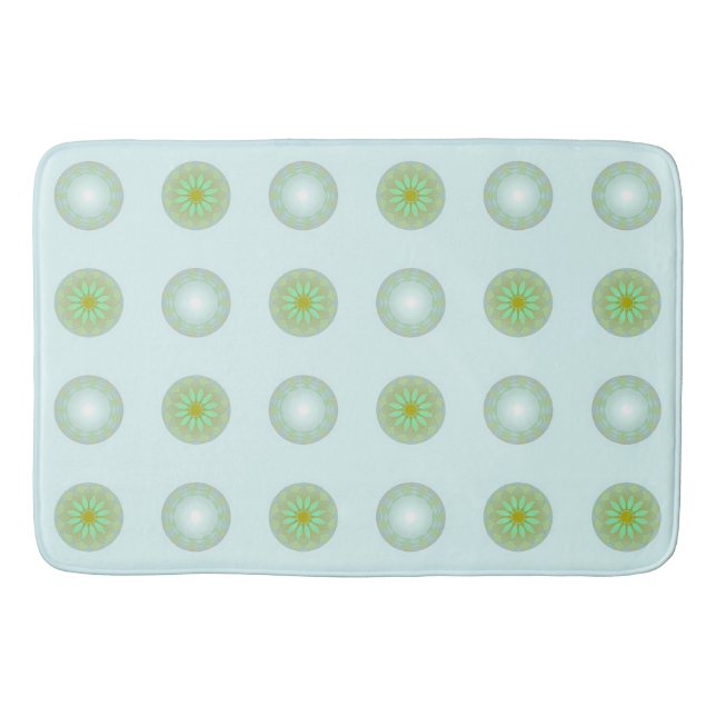 Pastellgrön och grå geometrisk mönster badrumsmatta (Framsidan)