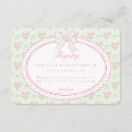 Pastellgrön Vintage Elegant Blommig Babypresentreg Tilläggskort