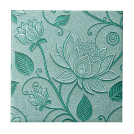 Pastellgröna toner Lotus Präglad look Kakelplatta
