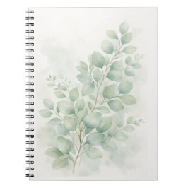 Pastellgrönska Botanisk Akvarellblad Anteckningsbok