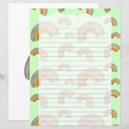 Pastellgrönt Kawaii-regnbågsbrevpapper