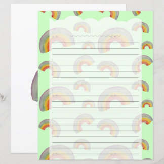Pastellgrönt Kawaii-regnbågsbrevpapper