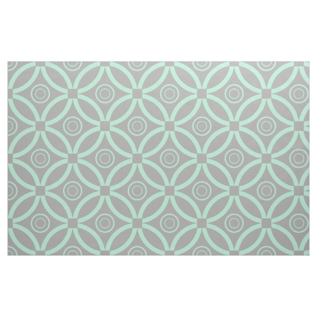 PastellGrönt och Grått Retro Geometric Mönster Tyg (Fat Quarter)