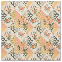 Pastellgul blomstergalt dekorationstygs patchwork