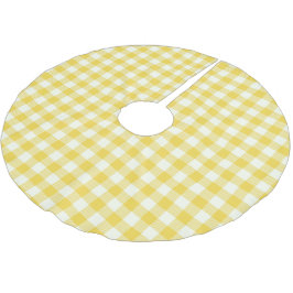 Pastellgul Gingham Buffalo Check Rutig Mönster  Julgransmatta Borstad Polyester