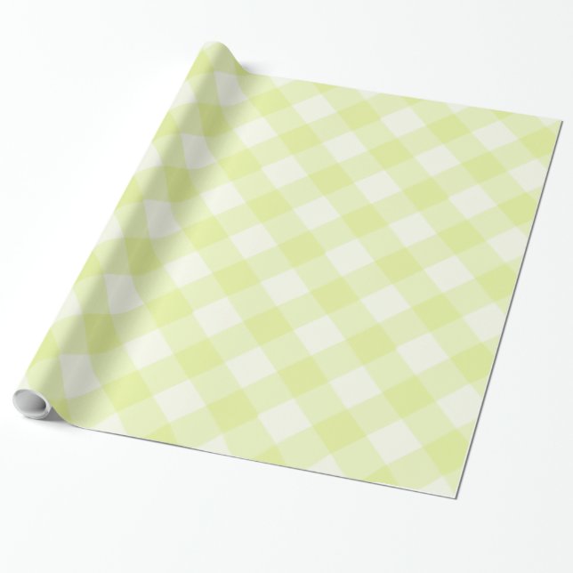 Pastellgul Gingham-mönster Presentpapper (Utrullad)