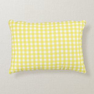 Pastellgul Gingham-mönster Prydnadskudde