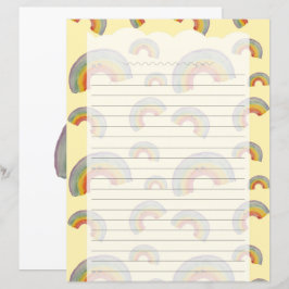 Pastellgul Kawaii-regnbåge Pappersvaror Papper