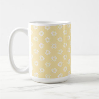 PASTELLGUL MED RADER AV VITA BLOMMOR KAFFEMUGG