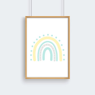 Pastellgul Mint Neutrala Barnkammaren Regnbågsdek Poster