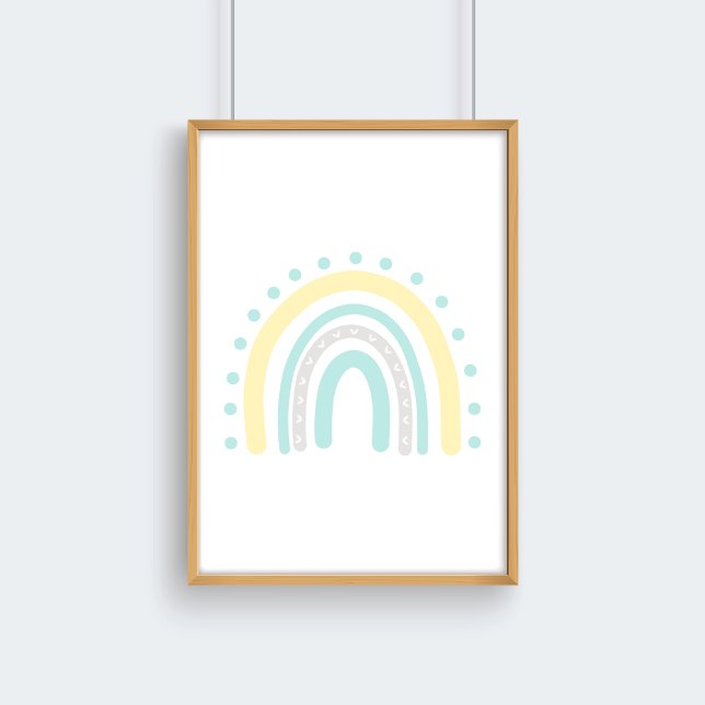 Pastellgul Mint  Neutrala Barnkammaren Regnbågsdek Poster (Skapare uppladdad)