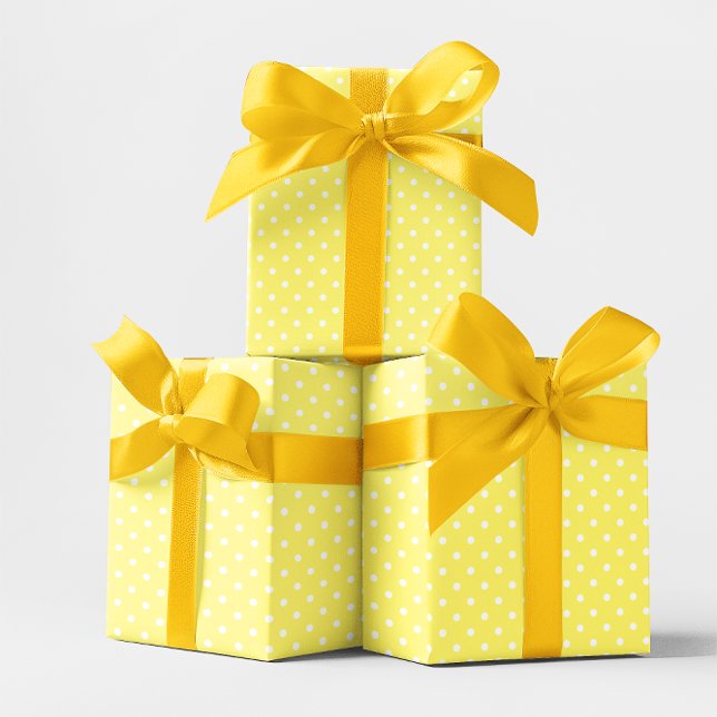 Pastellgul och vit liten prick presentpapper (Pastel Yellow and White Small Polka Dot Wrapping Paper)