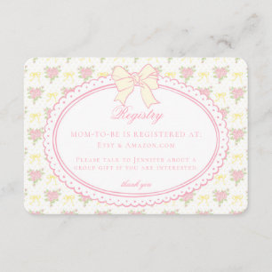 Pastellgul Vintage Blommig Babypresentlista Tilläggskort
