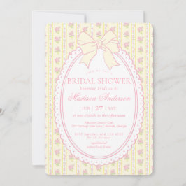 Pastellgul Vintage Elegant Blommig Bröllopsdusch Inbjudningar