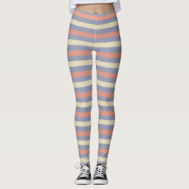 Pastellgult, orange och blått rand leggings