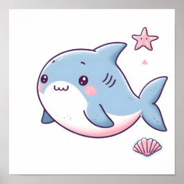 Pastellhajdesign, mjuk Färg-hajkonst Poster