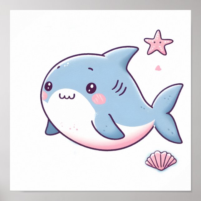 Pastellhajdesign, mjuk Färg-hajkonst Poster (Framsidan)