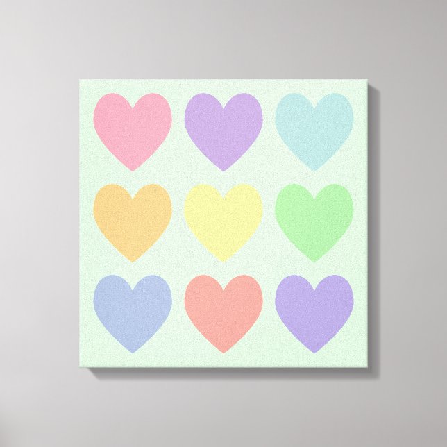 Pastellhjärtan inslagna canvas (Framsida)