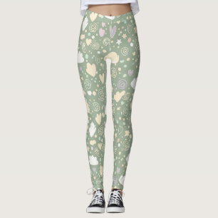 Pastellhjärtan & Moln Akvarell Dröm (4) Leggings