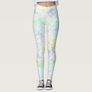 Pastellhjärtan & Moln Akvarelldröm (2) Leggings