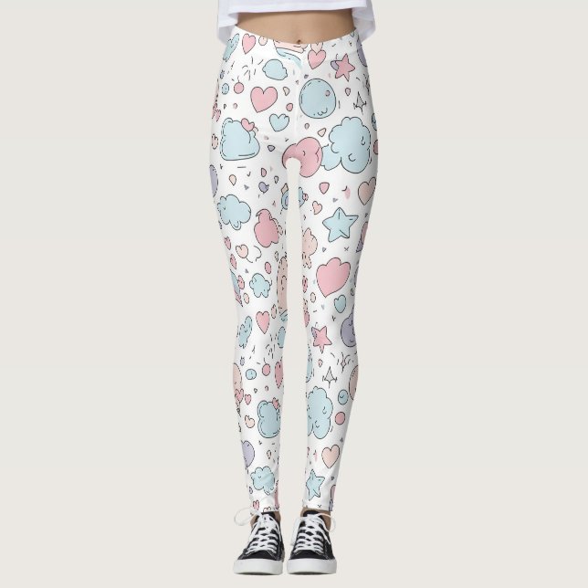 Pastellhjärtan & Moln Akvarelldröm (5) Leggings (Framsida)