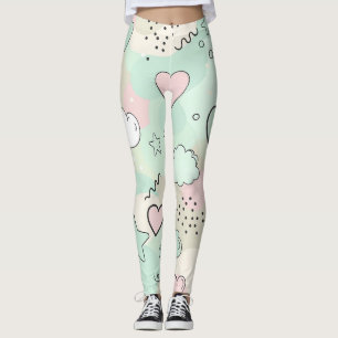 Pastellhjärtan & Moln Akvarelldröm (9) Leggings