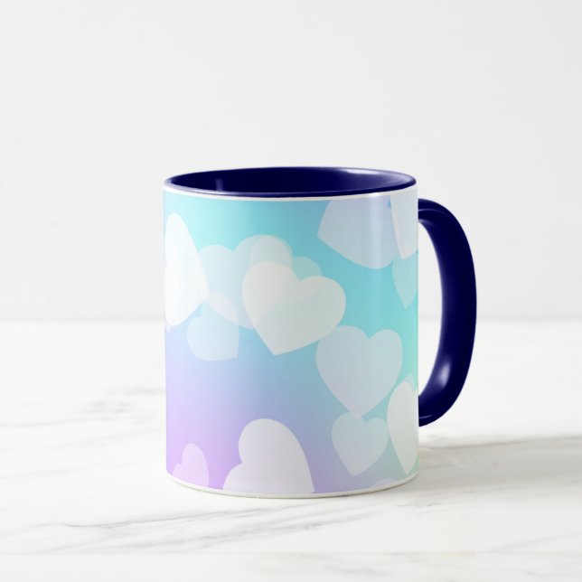 Pastellhjärtan, två tonade kaffe och te mugg (Framsida höger)