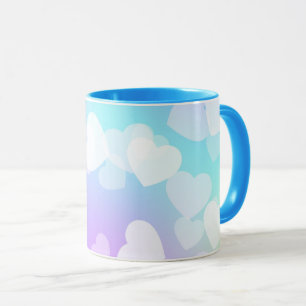 Pastellhjärtan, två tonade kaffe och te mugg