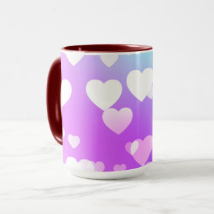 Pastellhjärtan, två tonade kaffe och te mugg