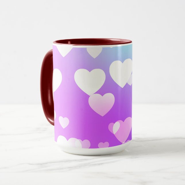 Pastellhjärtan, två tonade kaffe och te mugg (Framsida vänster)