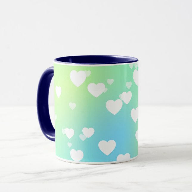 Pastellhjärtan, två tonade kaffe och te mugg (Framsida vänster)