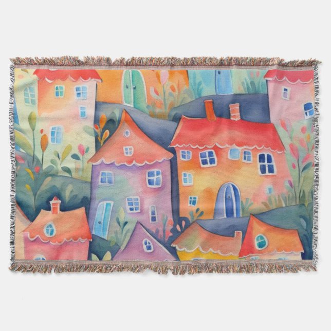 Pastellhus i mjuka färg, fredliga färg filt (Framsidan)