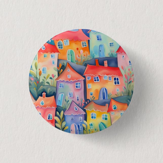 Pastellhus i mjuka färg, fredliga färg knapp (Framsida)