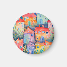 Pastellhus i mjuka färg, fredliga färg magnet