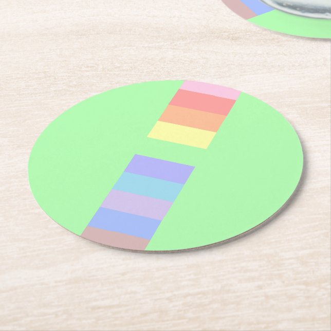 Pastellkalk, grön papper underlägg rund (Vinklad)