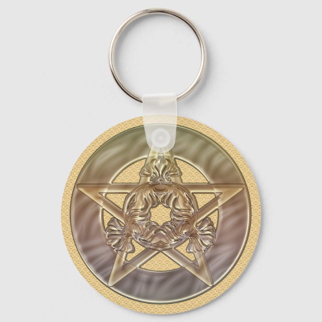 Pastellkedjan Peach Pentacle Keychain för dekorati Nyckelring (Framsida)