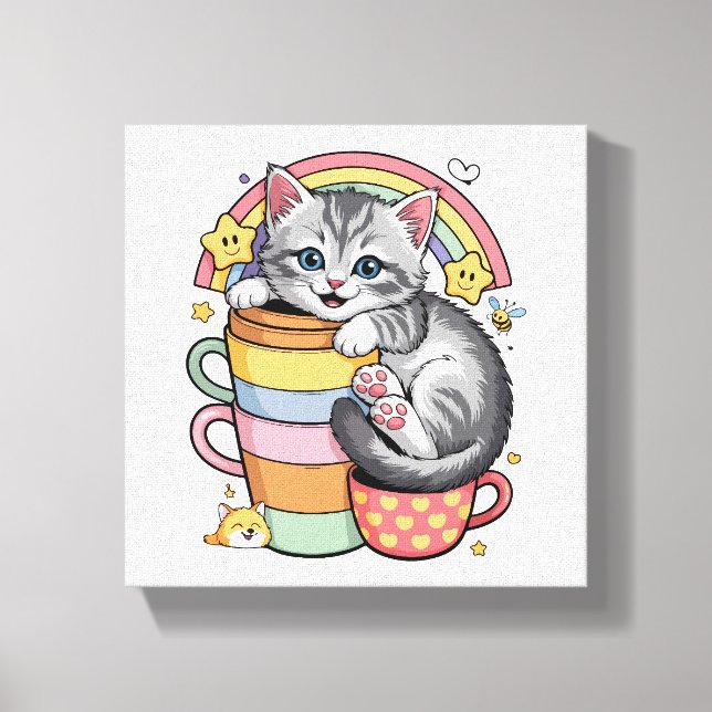 Pastellkloar & Regnbågssippor Canvastryck (Framsida)