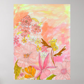 Pastellkonst för pastellkonst för Blommigt i Surre Poster
