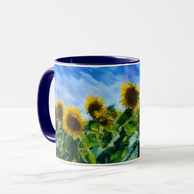 Pastellkonst Solros Kaffe Tekopp Mugg (Framsida vänster)