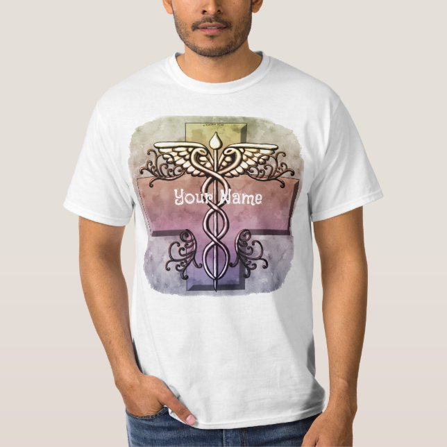 Pastellkors Caduceus T Shirt (Framsida)