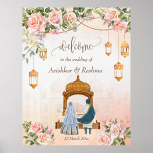 Pastellkräm rosa ros med marockanska lyktor poster