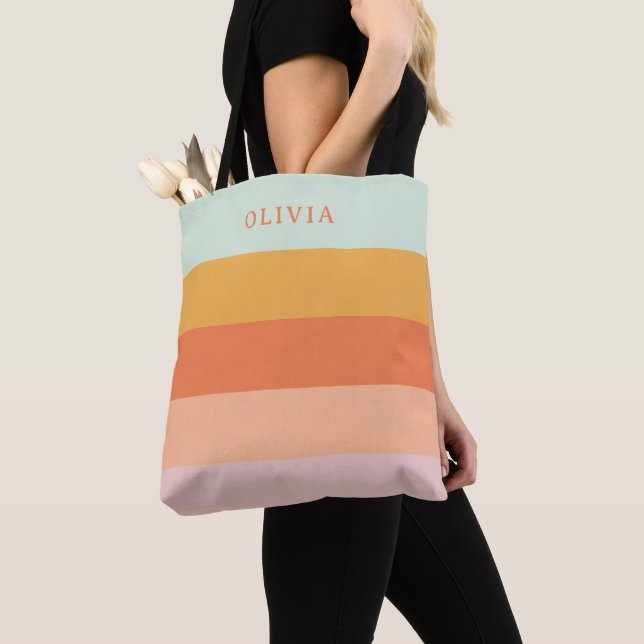 Pastellkrita för anpassningsbar Retro Geometric Ra Tygkasse (Närbild)
